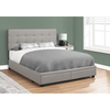 Monarch Specialties Bed, Queen Size, Platform, Bedroom, Frame, Upholstered, Linen Look, Wood Legs, Grey, Transitional I 6020Q